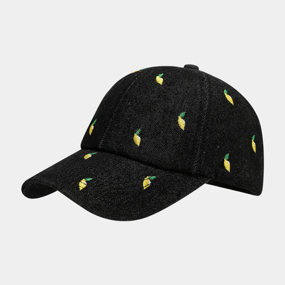 Fruit Women's And Men's Retro Embroidered Cherry Denim Cap Sun Hats
