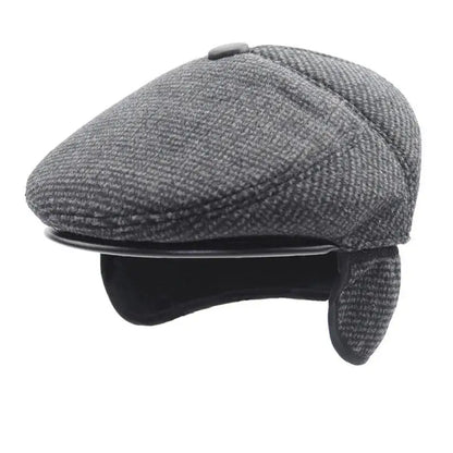 Men Middle-Aged Solid Hat Autumn And Winter Hats Warm Ear Protectors Senior Hat