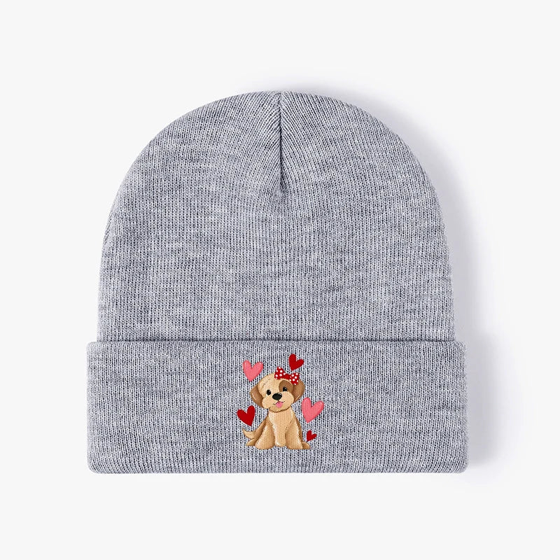 Hearts Knit Beanie Hat Warm Acrylic Skull Cap  Men