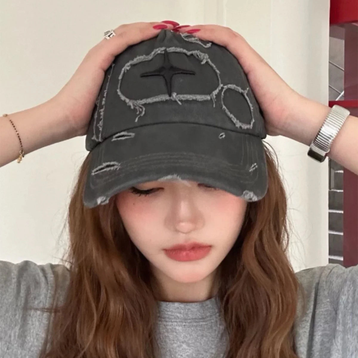 Broken Style Cross Star Letter Embroidery Baseball Hats