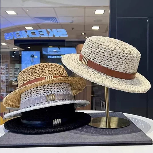 New Flat Top Sun Hat 2026 Delicate Weaving Straw Hat