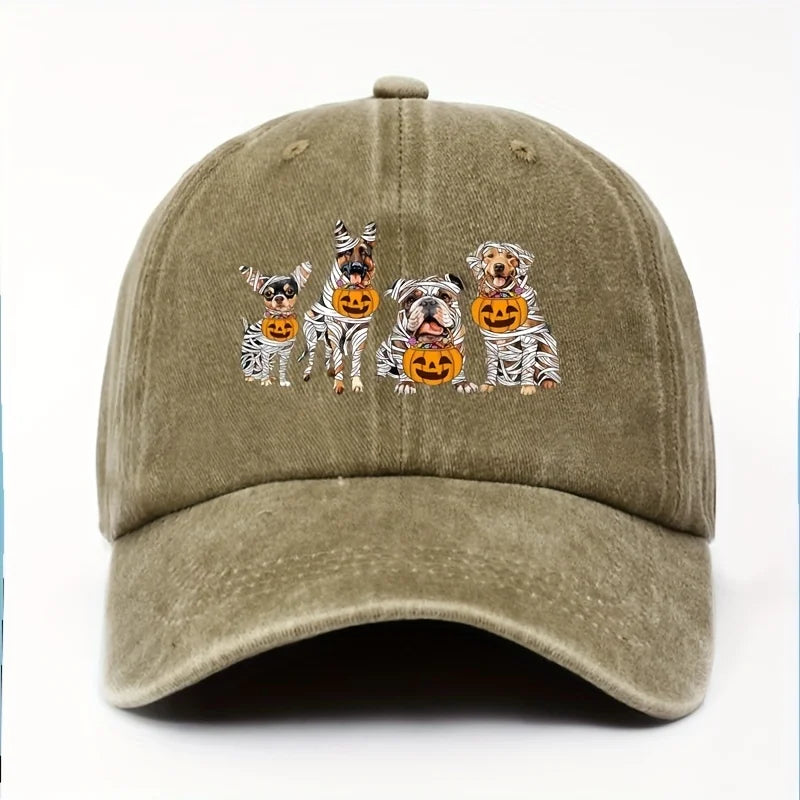 Halloween Pumpkin Puppy Printed Baseball Hat for Men and Women