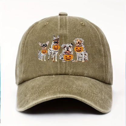 Halloween Pumpkin Puppy Printed Baseball Hat for Men and Women