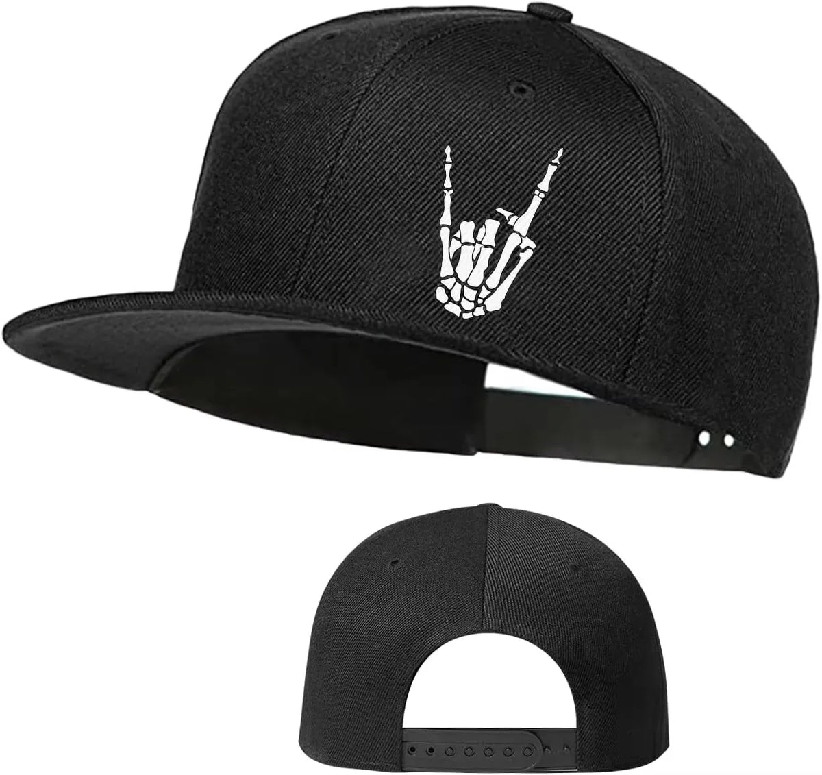 Flat Bill Hats For Men Snapback Skull Hats Black Hat For Teen Boys Skateboard Hats Baseball Cap