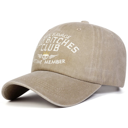 Unisex Letter Embroidery Washed Baseball Cap Spring Autumn