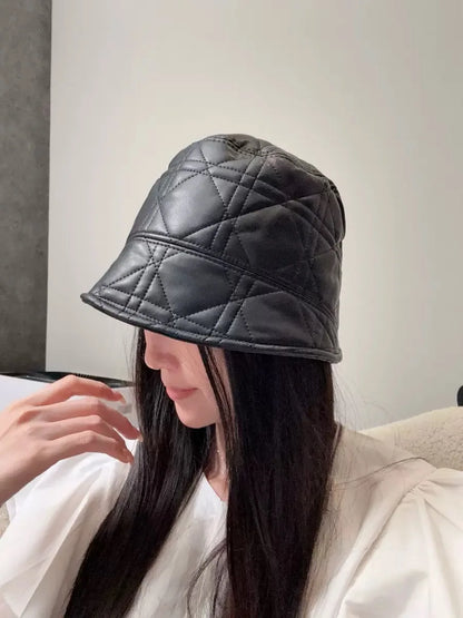 Unisex New York Leather High Quality Personality Bucket Women Hat