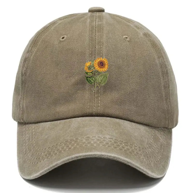 Trendy Sunflower Embroidery Snapback Cap