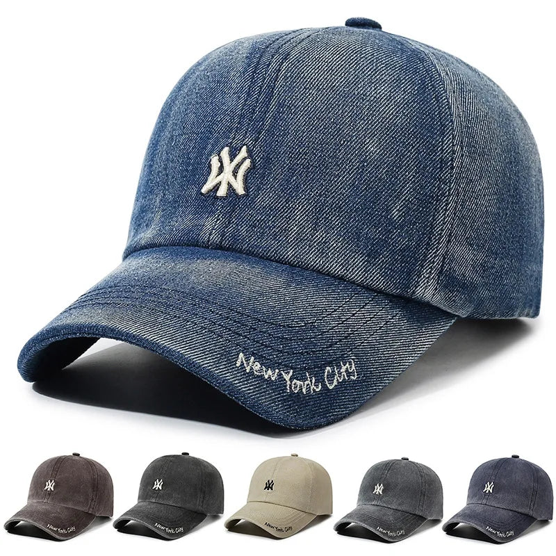 New Unisex Letter Embroidery Hole Denim Baseball Caps