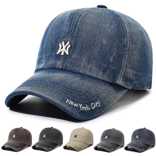 New Unisex Letter Embroidery Hole Denim Baseball Caps