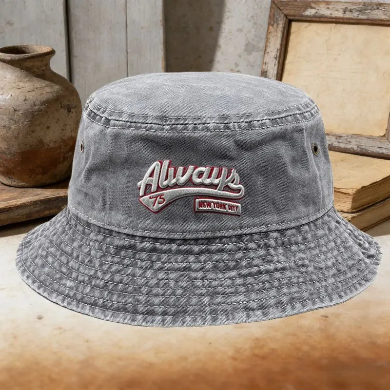 Unisex Casual Always 73 Embroidered Washed Bucket Hat