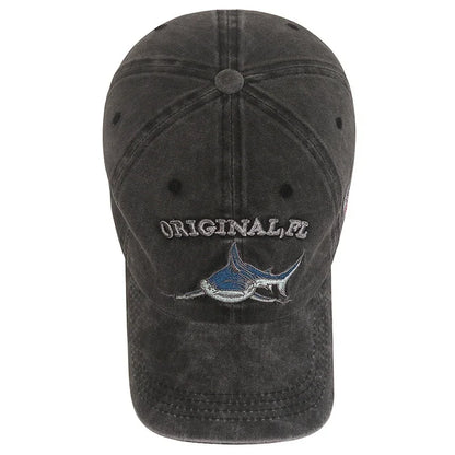 Shark Graphic And American Flag Embroidery Men Women Adjustable Soft Top Baseball Cap