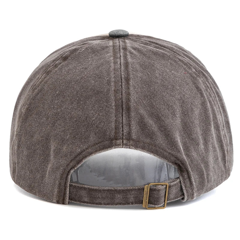 Unisex Washed Cotton Cap Skull Print Distressed Baseball Cap Men Women
