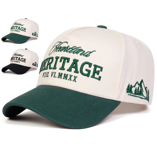 Unisex Heritage Letter Embroidery Baseball Caps Spring Autumn Outdoor