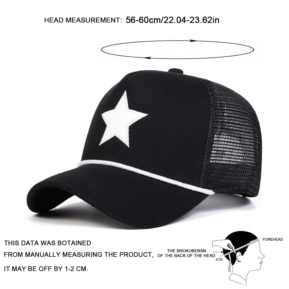 Unisex Five-pointed Star Embroidery Baseball Net Caps Spring Summer