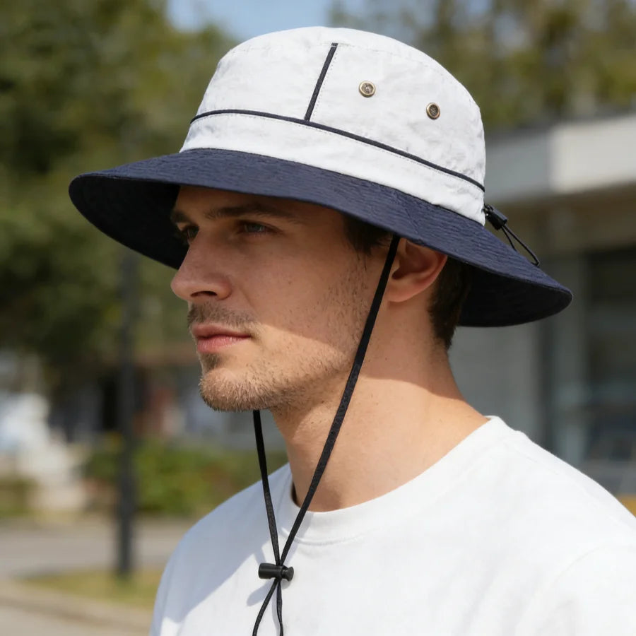 Color-Blocked Wide-Brimmed Sun Hat