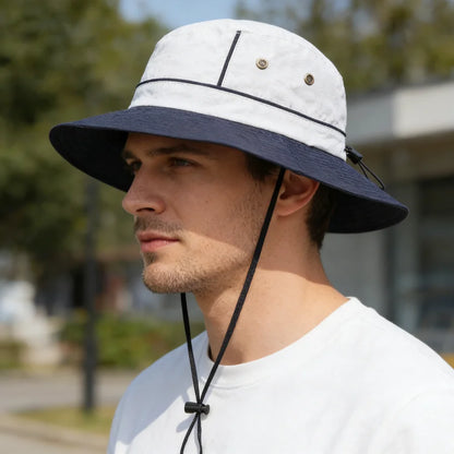 Color-Blocked Wide-Brimmed Sun Hat