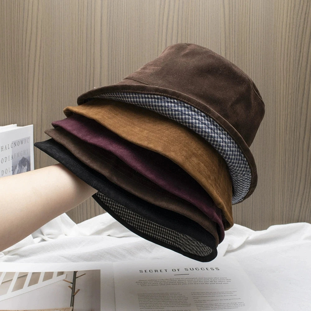 Women Autumn And Winter Suede Bucket Hats