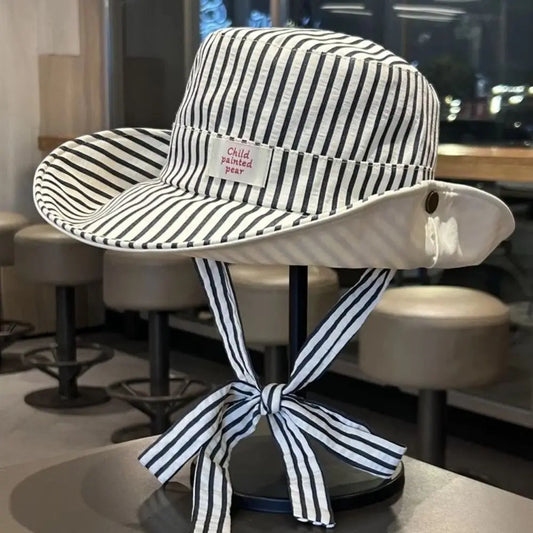 Fashion UV Protection Bucket Hat Striped Foldable Fishermen Cap