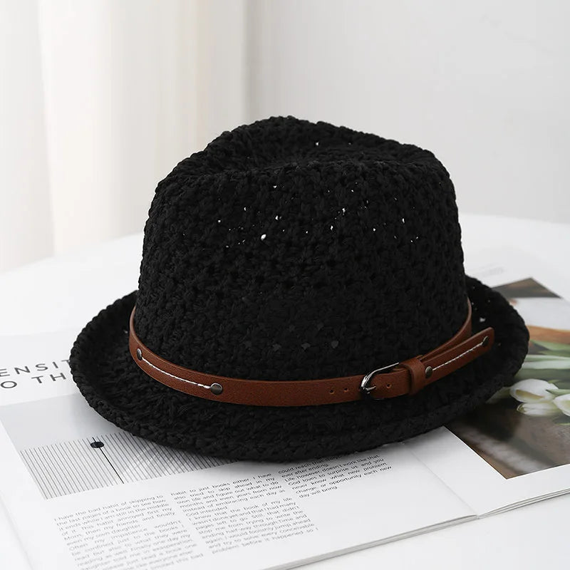 Unisex 90s Retro Bucket Hat Korean Belt Jazz Cap