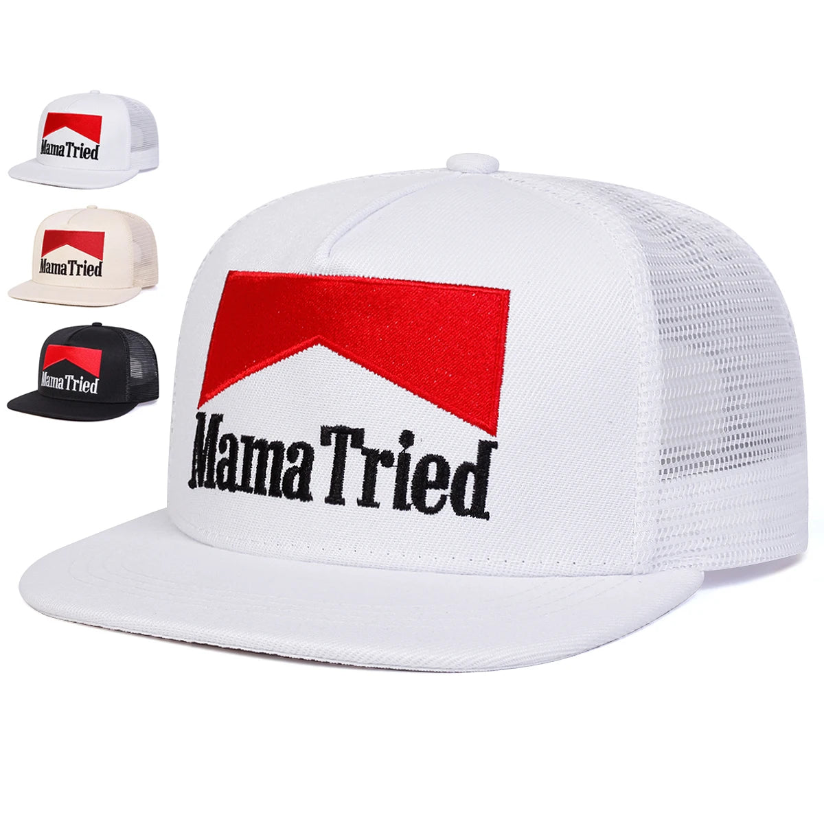 Unisex MAMA TRIED Embroidery Hip-hop Net Hats Outdoor Adjustable Casual Trucker Caps Sunscreen Hat