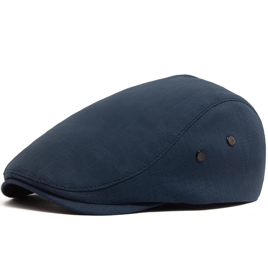 Men Linen Flat Cap Summer Breathable Newsboy Ivy Gatsby Beret Hat