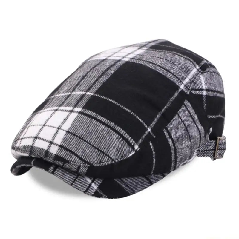 Fashionable Plaided Cap Soft Cotton Fabric British Vintage Hat