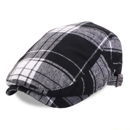 Fashionable Plaided Cap Soft Cotton Fabric British Vintage Hat