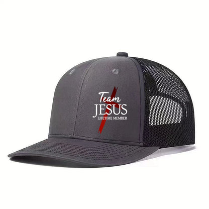 Team Jesus Lightning Mesh Hat Multi Color Contrast Breathable Mesh Fabric Hardcore Believers Street Explosion Artifact