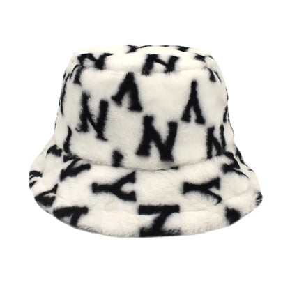 Winter Bucket Hat Women's Fashion Leopard Panama Warm Hats Female Vintage