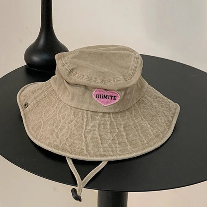 Outdoor Camping Sun Protection Sweet Pink Love Bucket Caps