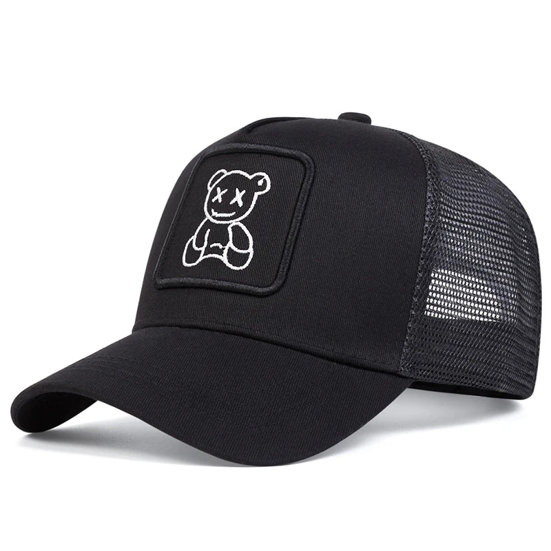 Unisex XX Little Bear Embroidery Baseball Net Caps Spring and Summer
