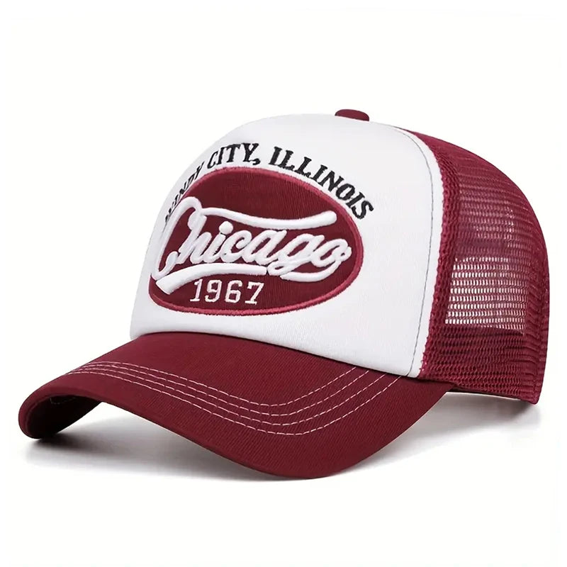 Fashion Mesh Hat Chicago 1967 Embroidered Baseball Hat Street Hip Hop
