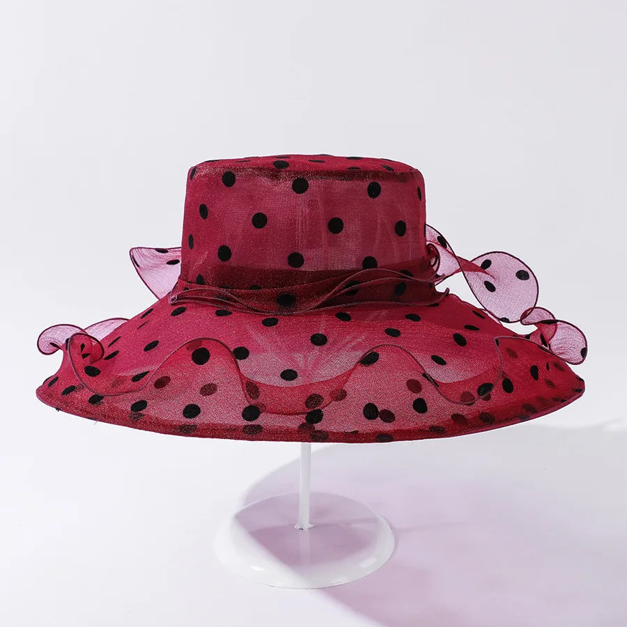Unique Design Organza Sun Hats For Women Wide Brim