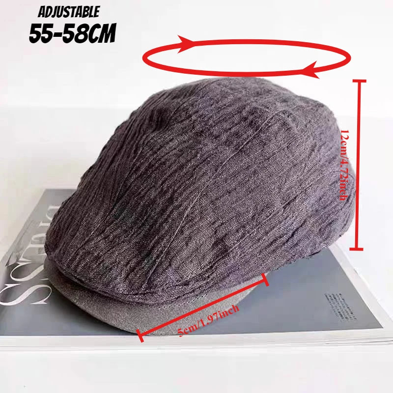 New Natural Linen Berets Men Summer Breathable Sunscreen UV Protection