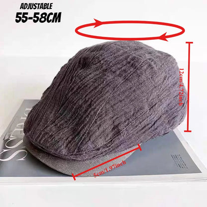 New Natural Linen Berets Men Summer Breathable Sunscreen UV Protection