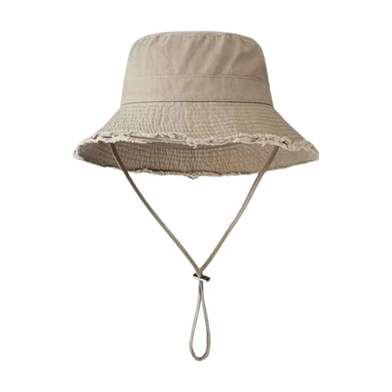 100% Cotton Washed Frayed Edge Bucket Hat