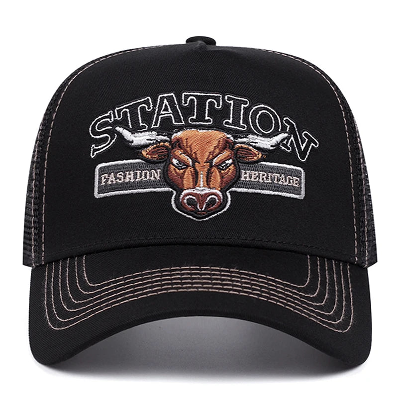 Fashionable Creative Baseball Hat Station Bullhead Embroidery Street Hip Hop Hat