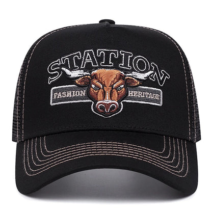 Fashionable Creative Baseball Hat Station Bullhead Embroidery Street Hip Hop Hat