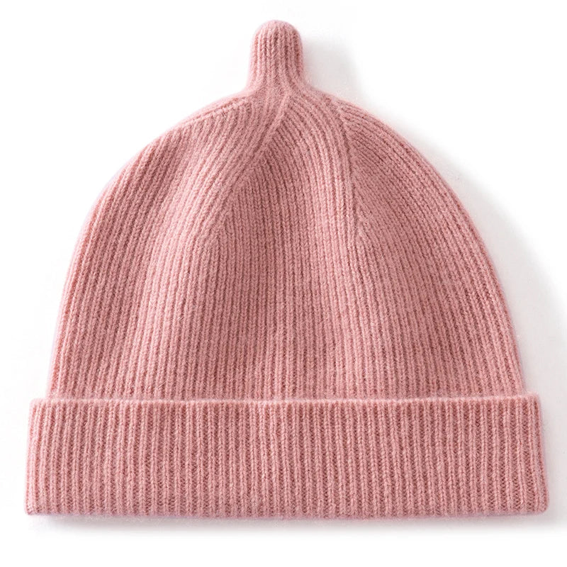 Korean Fashion Cashmere Hats Girls Boys Solid Color Outdoor Warm Caps Kids