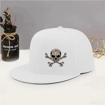 Skull and Crossbones Flat Brim Baseball Cap