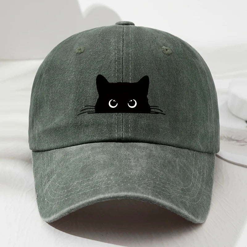 Black Cat Printed Baseball Cap Retro Men's and Women's