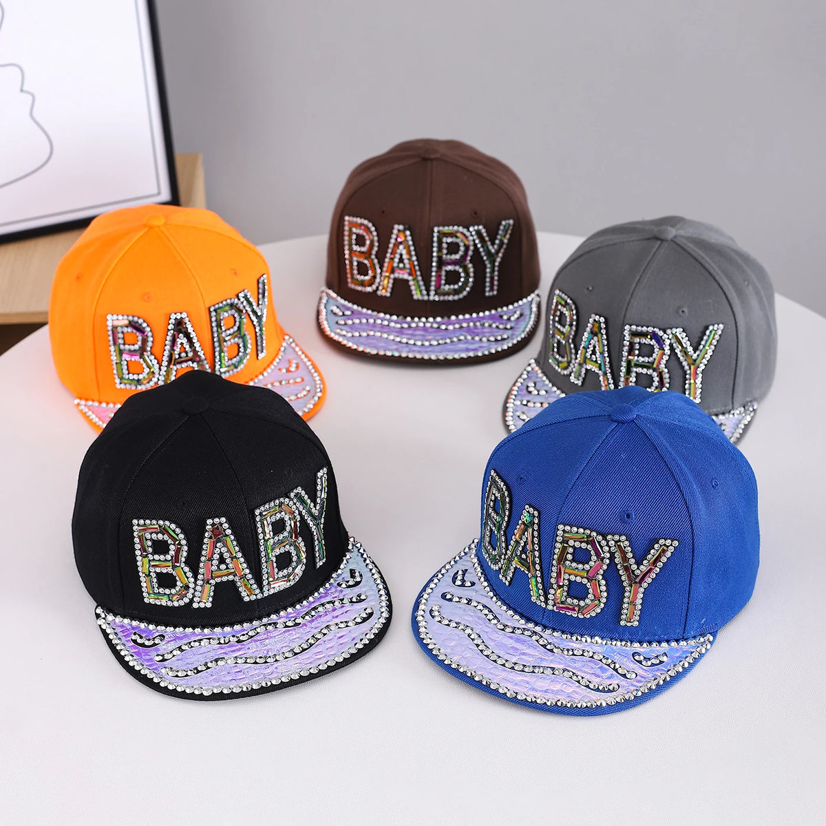 Baby Letter Glittery Wave Brim Baseball Cap