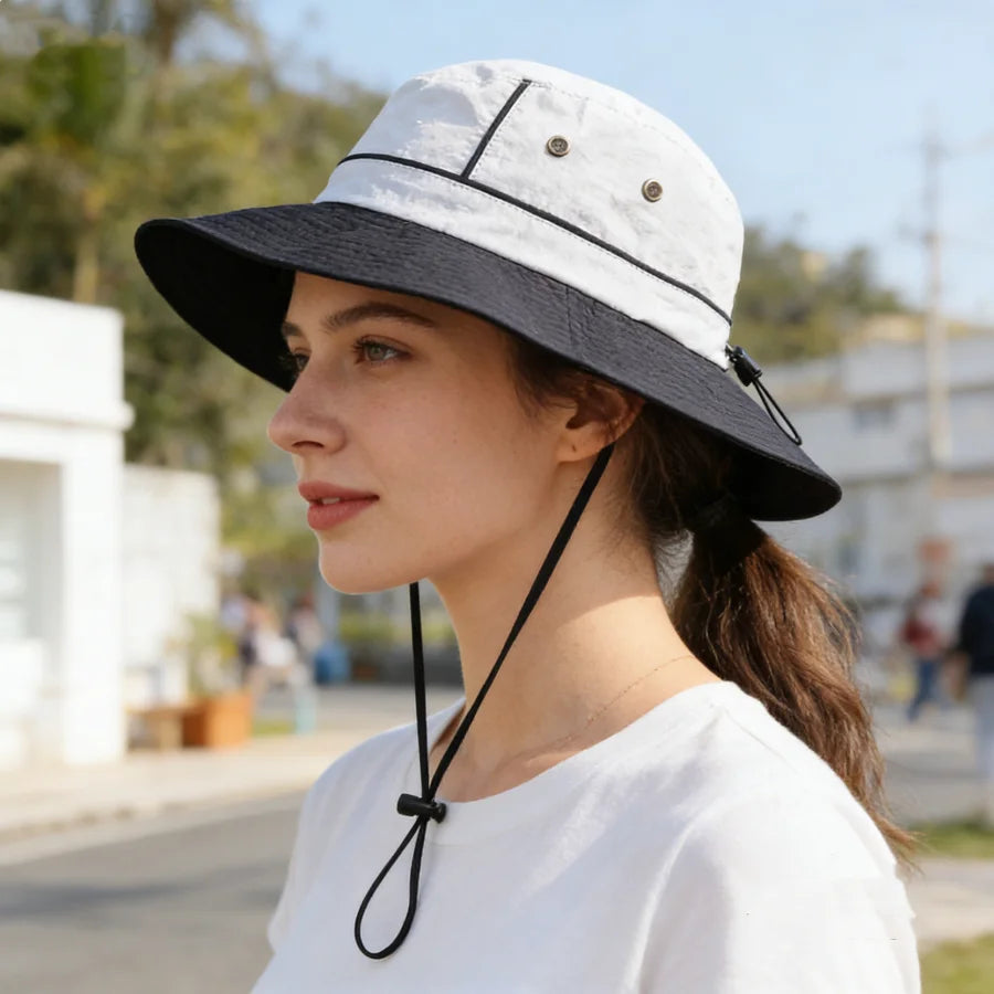 Color-Blocked Wide-Brimmed Sun Hat