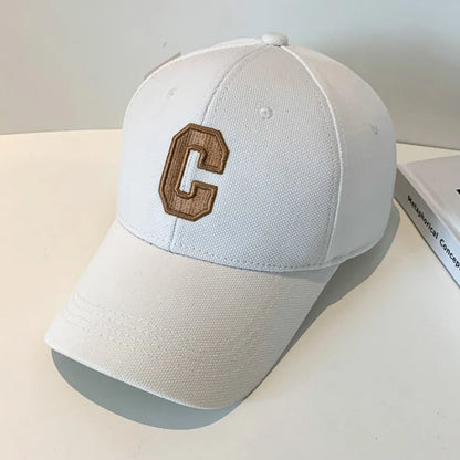 Sun Protection Adjustable Baseball Caps C Letter Embroidered Breathable Soft Top Caps