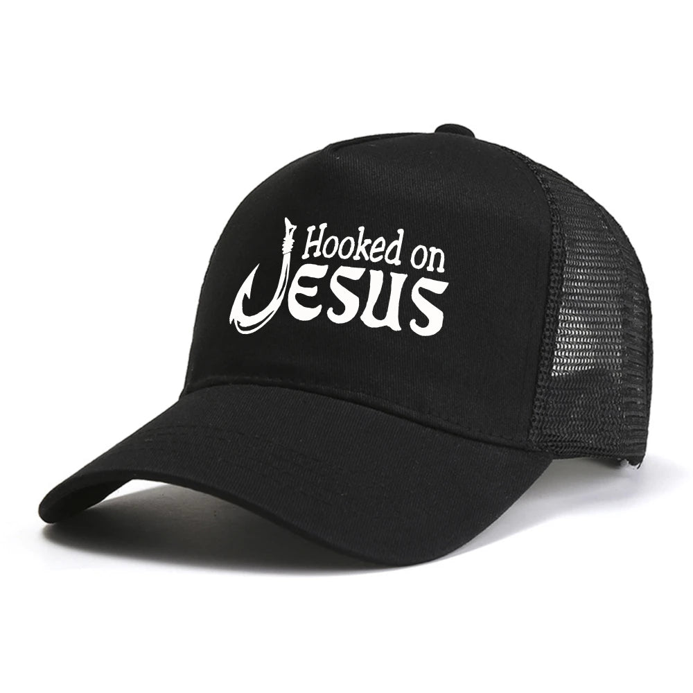 Christian Graphic Baseball Cap Hooked On Jesus & Mark Scripture Print Caps Fashion Casual Hats