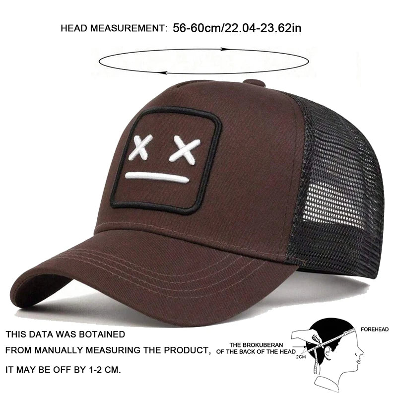 Unisex XX Crying Face Embroidery Baseball Net Caps Hip Hop Cap Spring Summer