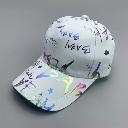 Cool Shiny Gradient Graffiti Letter Kpop Men Women Baseball Hats