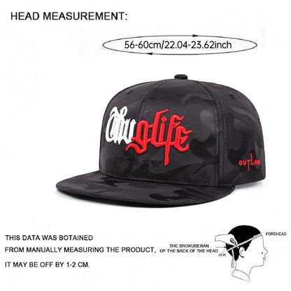 Fashion Personalized New Flat Brimmed Hat Riot Life Embroidered Street Hip Hop Hat
