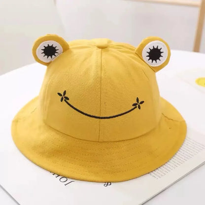 Cute Frog Bucket Hat, Yellow Cartoon Animal Ear Sun Hat