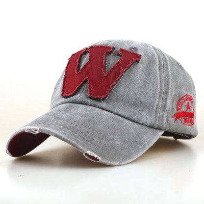 Retro Distressed Style Letter 'W' Baseball Cap